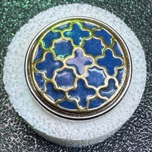 Ginger Snaps 20mm Brass and Blue Enamel